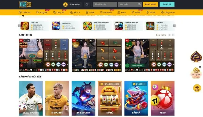 Sản phẩm nổi trội tạo nên tên tuổi của nhà cái Five88 Sản phẩm nổi trội tạo nên tên tuổi của nhà cái Five88